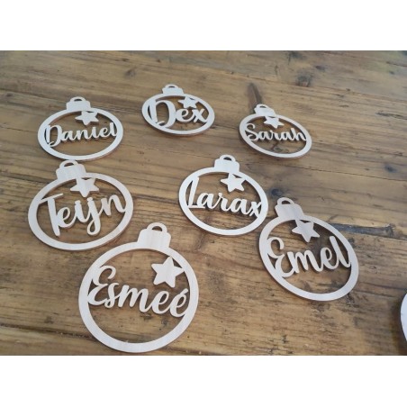 houten kerstbal met naam