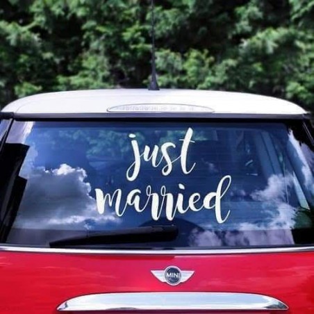 vinyl auto sticker just married