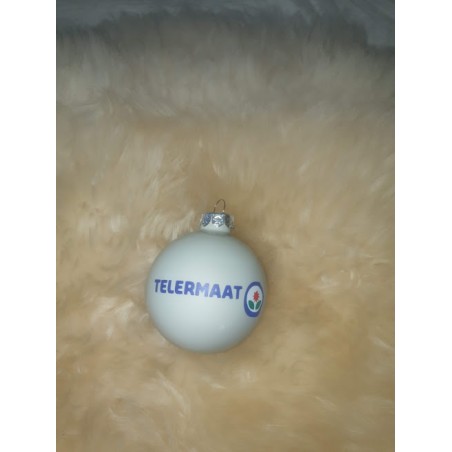 glazen kerstbal met logo